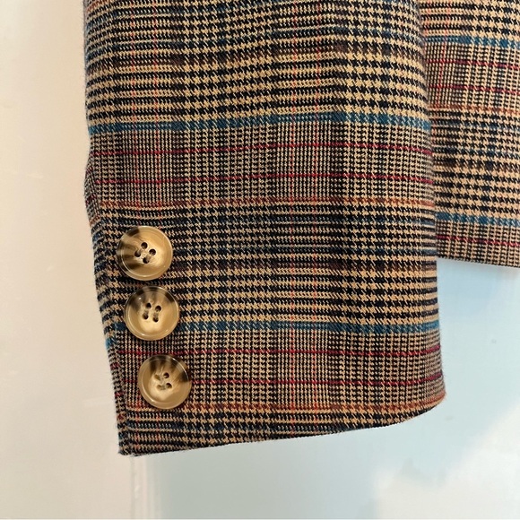 ModCloth Single Button Brown Plaid Blazer Size Large - Picture 8 of 11